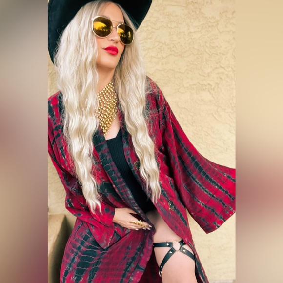 KALI RED LUXURY LONG KIMONO - Picture 4 of 10